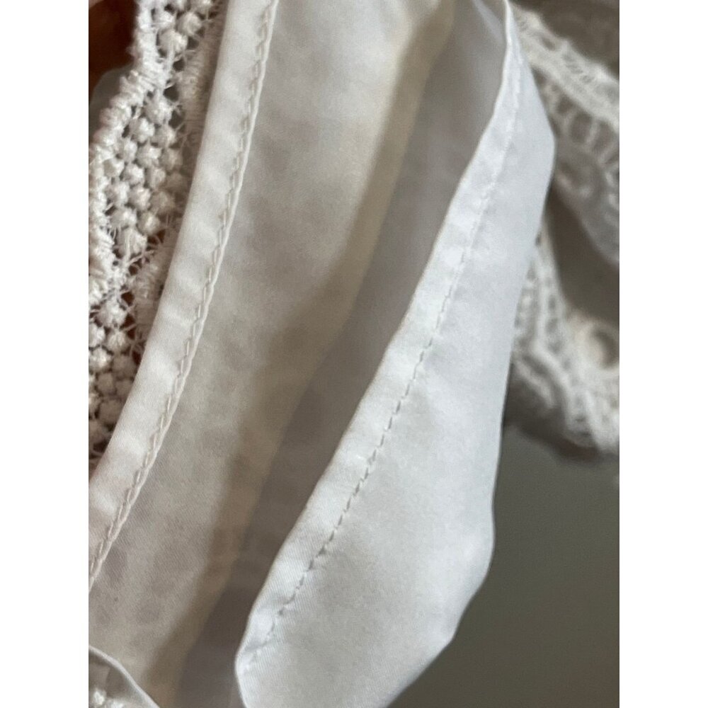 Floral Crochet Tank Dress White 6 Bridal Boho Indie Folk Eyelet Scalloped Chic - Picture 6 of 10